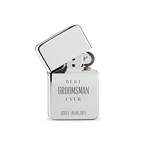 Weddingstar Custom Metal Windproof Personalized Lighter Silver - Best Groomsman Ever Engraving