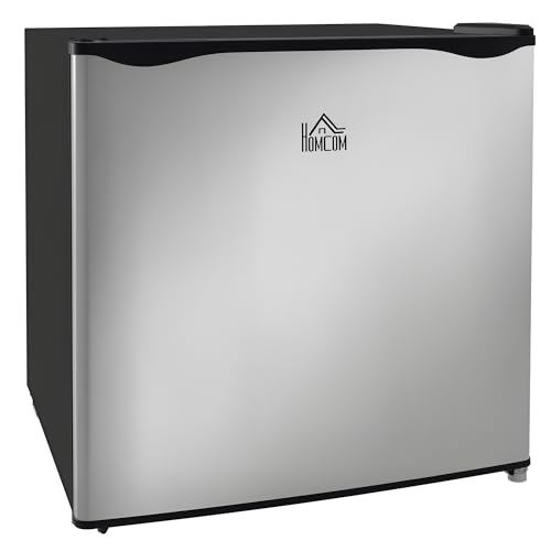 HOMCOM Mini Frigo Bar 35L, Frigorifero Piccolo Silenzioso, Libera Installazione, Temperatura Regolabile -14 ℃- -24℃, Ripiano Rimovibile, Porta Reversibile, Ufficio, Camera, Classe E, 47x44.2x48.8 cm