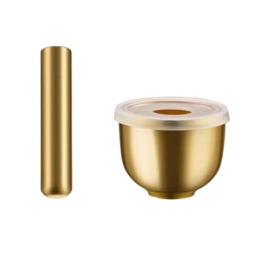 TOTIKI Mortero y Mano Machacador De Ajo Latón For Uso Doméstico, Molinillo Arcilla For Cocina, Juego Mortero Set Cocina