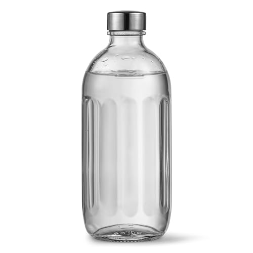 aarke Glass Bottle [only compatible with carbonator PRO ] for Sparkling Water Maker Carbonator Pro, Dishwasher Safe, Details in Steel