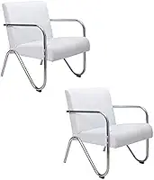 Poltrona Decorativa Sabrina Cromada Sintético Branco - 2 Peças