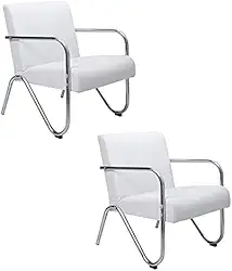 Poltrona Decorativa Sabrina Cromada Sintético Branco - 2 Peças