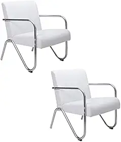 Poltrona Decorativa Sabrina Cromada Sintético Branco - 2 Peças