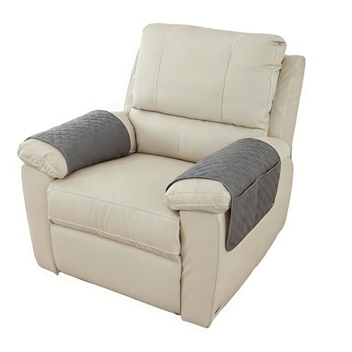 SJDOFU Armrest Cover, 2PCS Armchair Slipcover Nonslip Quilted, Anti-Slip Recliner Chair Cover Abrasion Furniture Protector for Sofa Couch Armchair
