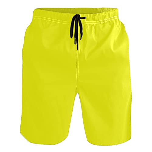RunningBear Bright Yellow Men's Swim Trunks Beach Short Men Quick Dry Swimming Trunks for Men,S