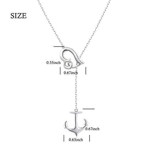 DAOSHANG S925 Sterling Silver Anchor and Waves Lariat Y Shaped Necklace for Women Adjustable Beach Jewelry Gift - Image 6