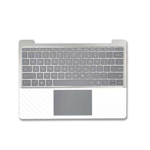 Image of MightySkins Carbon Fiber Skin Compatible with Microsoft Surface Laptop Go 3 (2023) Full Wrap Kit - Solid White | Protective, Durable Textured Carbon Fiber Finish | Made in The USA