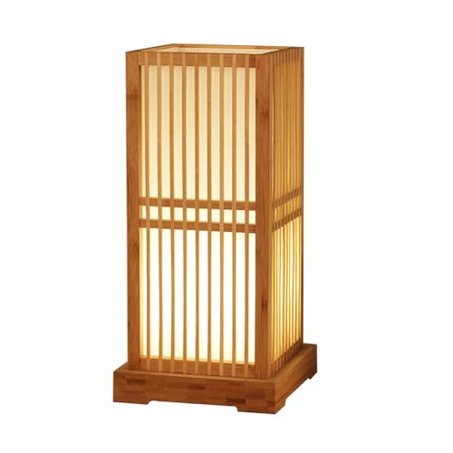 Jadssox bambu bordslampor fyrkantiga sänglampa bondgård Skrivbordslampa Nattlampa Japansk stil Skrivbordslampor Nattduksbord Accentlampa för sovrum terum Cafe Bokhylla restaurang