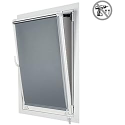 STORESDECO - Estor Opaco EasyFix Thermo, Estor Enrollable Térmico con Dorso Reflectante, Oscuridad Total, Fácil Instalación Sin Taladrar, Ideal para Ventanas Abatibles | Color Plata, 45 cm x 180 cm