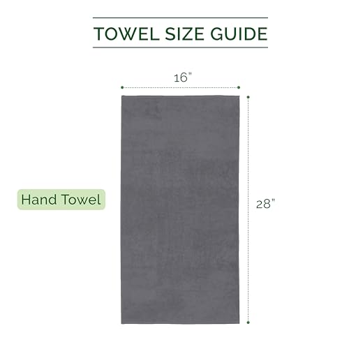 Image of Elegant Comfort 100% Turkish Cotton 4 Lines Viscose Stripe Luxury 4 Pack Hand Towel Set - Ultra Absorbent and Soft 16 x 28 Inch Premium Hotel Spa Quality Towels for Everyday Bath Use, Gray