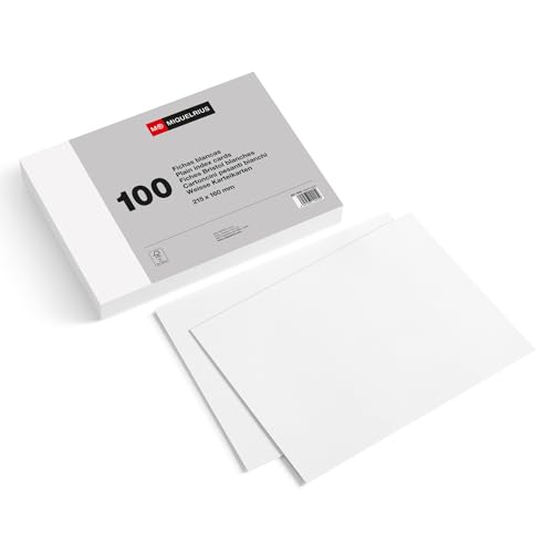 Miquelrius - Flashcards, Tarjetas para Estudio, 100 Fichas Lisas Extra Grandes para Notas, Tamaño 215 x 160 mm, Papel Cartulina Offset 180 g/m², Material de oficina y escolar para la vuelta al cole
