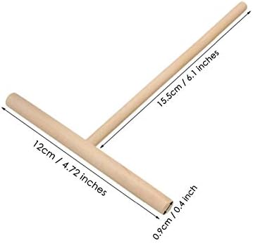 SCSpecial Crepe Spreader 2 Pieces 6.1 Inches x 4.7 Inches Natural Wooden T-Shaped Tool for Crepes Wooden Crepe Maker Pancake Maker Tool
