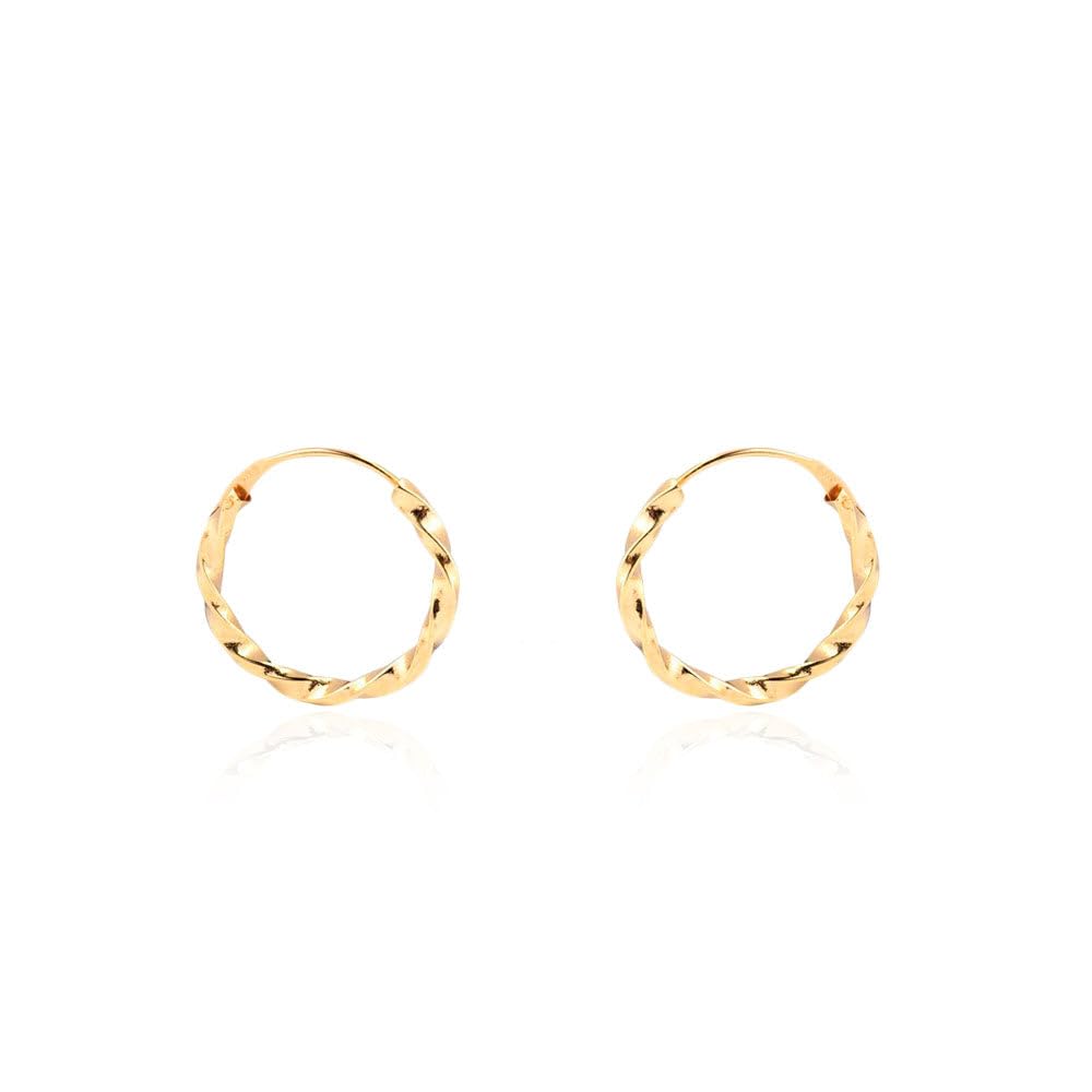 Pendientes Bebe/Niña Oro Aro Liso Reliado - Estuche Regalo - Certificado de Garantía - Mondepetit