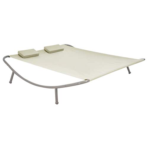 Preisvergleich Produktbild vidaXL Sonnenliege Creme Stahl Doppelliege Gartenliege Relaxliege Liegestuhl
