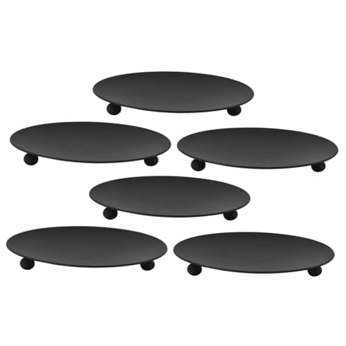 FUNOMOCYA 6Pcs Iron Candle Plate Elegant Centerpiece Candle Tray for Home Decor Wedding and Meditation and Sturdy Design for Aromatherapy and Relaxing Atmosphere