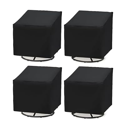 Baner Garden Patio Chair Covers 4 Pack, Outdoor Chair Covers Waterproof 600D Heavy Duty, All-Weather Patio Furniture Covers for Outdoor Swivel Chairs, Lawn Wicker Sofas & Rocking Chairs, Black