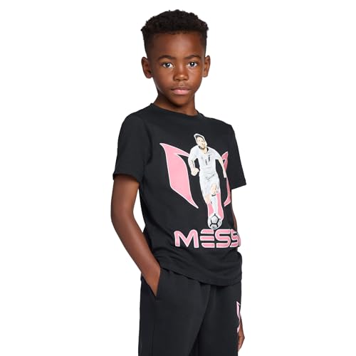 Image of Messi Boys' Lifestyle Short Sleeve T-Shirt, Slim-fit Graphic Tee, Cotton Blend Fabric