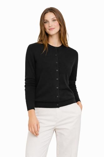 Image of State Cashmere Women's 100% Pure Cashmere Button Front Long Sleeve Crew Neck Cardigan Sweater