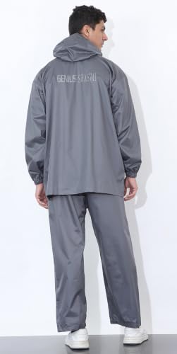 Image of Shasmi Men's Raincoat for Men Waterproof with Hood | Premium Polyester Rain Suit for Bike Riders | Leak Proof Full Body Rainwear Set with Pants | Heavy Duty Zipper (Rainy 290)