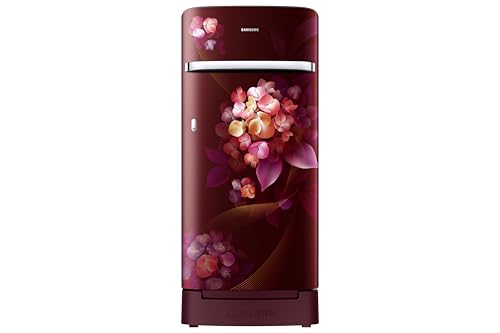 Image of Samsung 189 L, 5 Star, Digital Inverter, Direct-Cool Single Door Refrigerator (RR21H2H25HT /HL, Red, Hydrangea Plum, Base Stand Drawer, Single Touch Defrost, 2026 Model)