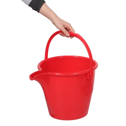 Cubo de plástico rojo de gran capacidad con asa para jardinería y abono 5
