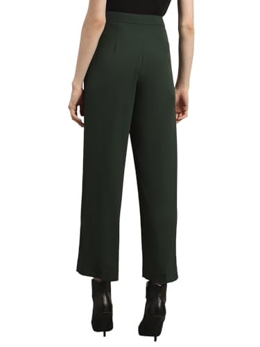 Image of VERO Moda Women's Relaxed 'Desk-to-Dinner' Straight Fit High Rise Stretch Formal Trousers | Formal Pants for Women