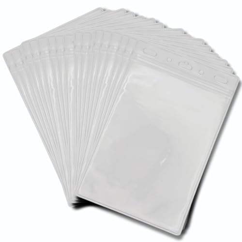 Lot de 200 porte-badges A6 transparents avec fermeture éclair pour cartes et pass