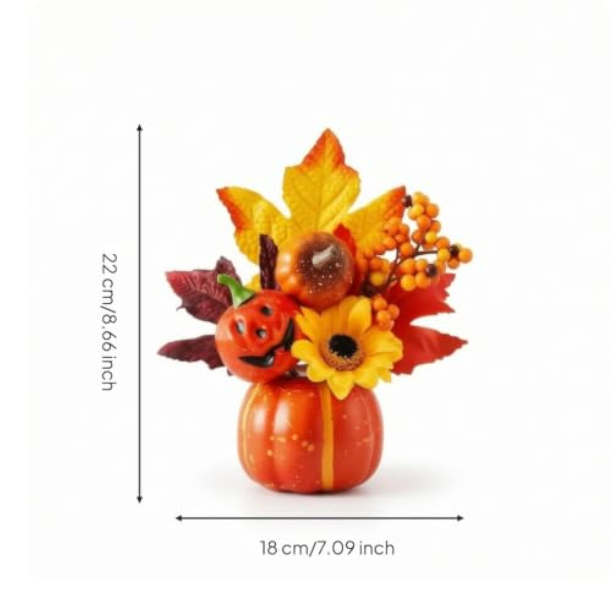 Autumnal Pumpkin with Fruit Cluster Sprays Decorative Centerpiece