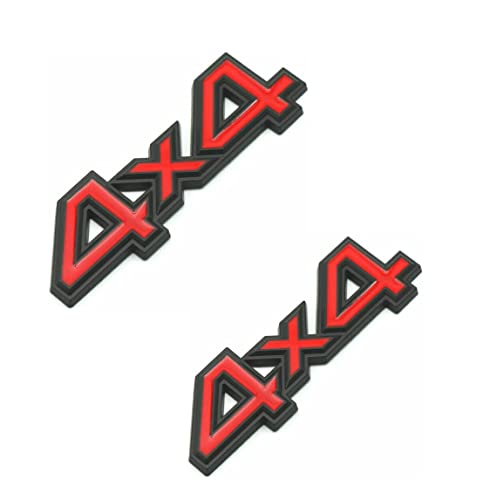 Image of 2 pc 4X4 Emblem 3D Badge Metal Sticker Tailgate Decals Car Side Fender Rear Trunk Emblem Fit for Universal Car Truck SUV Pickup 4Wd (Black-red)