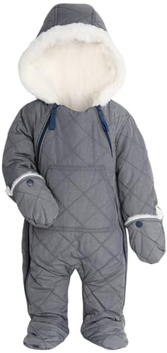 Image of URBAN REPUBLIC Baby Boys Snowsuit - Pram Quilted Fleece Lined Long Sleeve Baby Boy Onesies Hooded Winter Snowsuit (3M-9M)