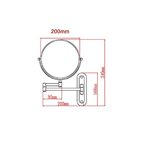 Miroir de salle de bain double face pivotant bras extensible cuivre