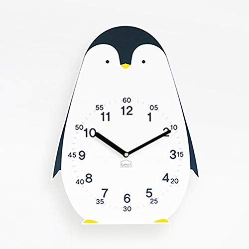 BEZIT Non-Ticking, Silent 11-Inch Wall Clock – Decorative, Modern, Clean, Cute, Kid-Friendly Design for Indoor, Office, Home, Baby Room (Proud Penguin)