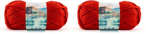 Image of Lion Brand Yarn Hometown Yarn, Bulky Yarn for Knitting and Crocheting, Cincinnati Red, 192 Foot (Pack of 2)