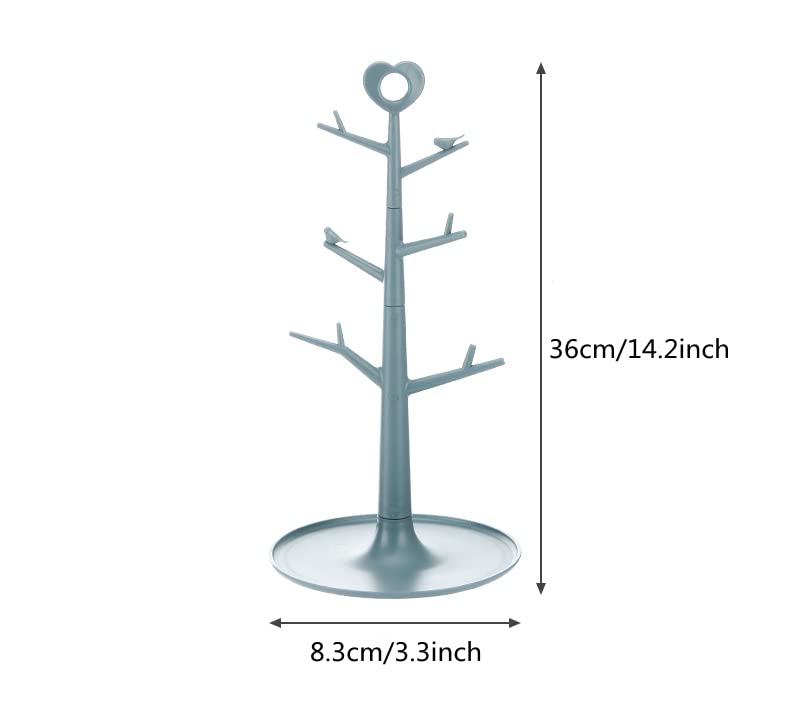 Mug Holder Tree - Removable Organizer Rack Stand With Hooks for Countertop Home Storage (Grey) - Image 2