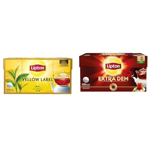 Lipton Seti | Yellow Label Demlik Poşet Siyah Çay 100'lü Paket x1 + Extra Dem Demlik Süzen Poşet Siyah Çay 100'lü Paket x1