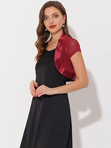 Image of Allegra K Women's Satin Shrug Bolero Cap Sleeve Crop Cardigan