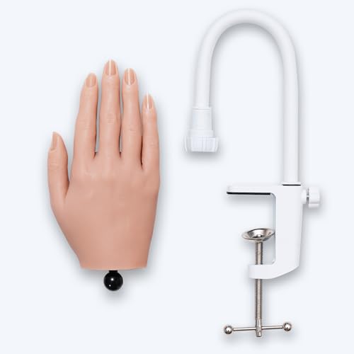 尚(Naochi) ネイルハンド シリコン製 練習用マネキン ハンドモデル レギュラー18cm 女性 手 模型 可動 実物大 アクリルネイル ジェルネイル対応 ネイルアート練習ツール 初心者 プロ向け マニキュア ネイルケア用品 ホワイトスタンド (3#,