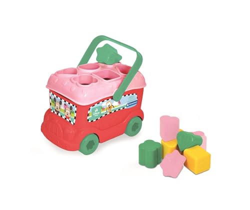 Clementoni - Baby Disney - Autocarro Baby Minnie encaixável de formas, brinquedo para bebés de 10 meses, desenvolve a lógica e a coordenação, e ensina as cores, 14933