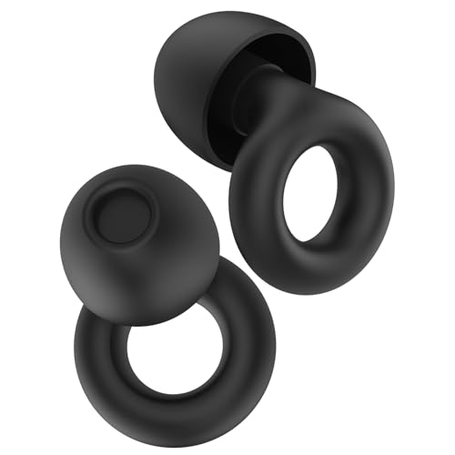 1 Paar Silikon Ohrstöpsel,Geräuschreduzierende Ohrstöpsel,Wiederverwendbare zum ohrstöpsel zum Schlafen,geeignet für Flugzeug Reisen,Arbeit,Schlafen,Enthält 4 Größen XS/S/M/L,schwarz