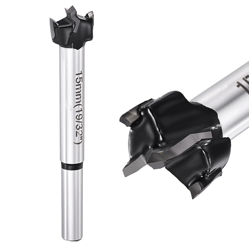 DTGN Forstner Drill Bit 19/32" 15mm 2 Flutes Tungsten Carbide Black 2Pack