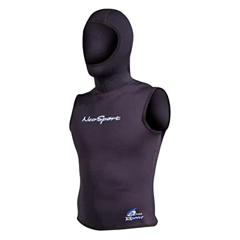 NeoSport 5/3mm Mens Hooded Dive Vest - Black - Medium Cover