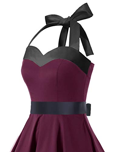 Image of DRESSTELLS Women's Vintage 1950s Cocktail Dress, Retro Tea Party Halter Swing Dresses