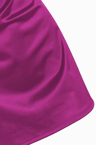Image of ZAFUL Women's Satin Sleeveless Spaghetti Strap Mini Dress Sexy Slip Cowl Neck Silky Cocktail Party Dresses