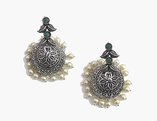 Rakhi Friendship Oxidized Leaf Necklace Set German Silver Earrings