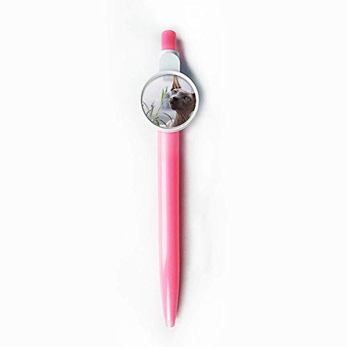 Stylo à bille rétractable motif chat gris pointe moyenne fluide