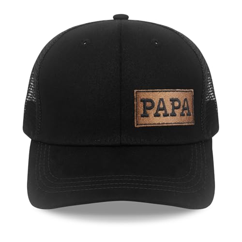 Papa Gifts Papa Hats for Men Fathers Day Embroidered Letters Adjustable Baseball Cap Black