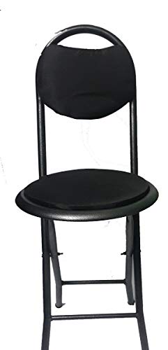 كرسي للسفر والصلاة، قابل للطي ومناسب للصلاة، مصنوع من المعدن، باللون الأسود