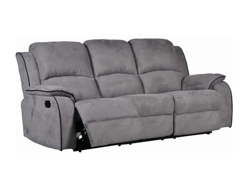 Vente-unique - Canapé 3 Places Relax en Microfibre Hernani - Gris