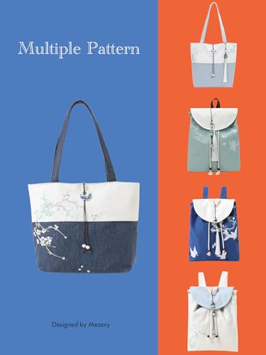 MAZEXY Elegant Vintage Silk Pattern Shoulder Handbag Tote Bag with Pendant and Tassels3