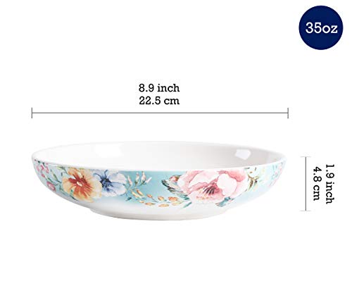 Bico Margret's Garden Ceramic 1035ml Dinner Bowls, Set of 4, for Pasta Salad, Cereal, Soup & Microwave & Dishwasher Safe - Image 2